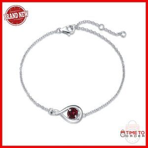 Sterling Silver Infinity Birthstone Bracelet Adjustable Chain Fine Jewelry